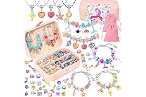 BILLBOTK 150Pcs Charm Bracelet Making Kit with Jewelry Box Beads for Jewelry Making Kit with DIY Crafts Gift for Bracelet Women Birthday Valentine Gifts Christmas