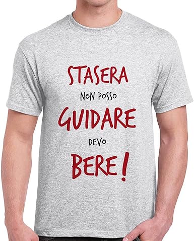 Maglietta Uomo Con Frasi Divertenti T Shirt Cotone Non Posso Guidare Devo Bere Linea Fun Basic Amazon It Abbigliamento
