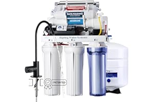 iSpring RCC1UP-AK-BLK, 7-Stage Alkaline UV Reverse Osmosis Water Filter with Booster Pump, Sleek Black RO Faucet TDS PFAS Mic