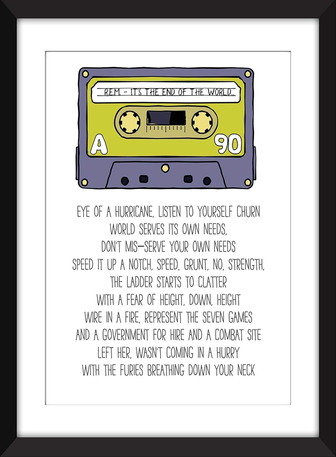 Amazon Com R E M It S The End Of The World As We Know It Lyrics Unframed Print Handmade