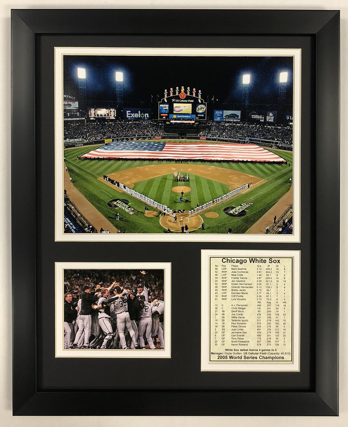 Legends Never Die "Chicago White Sox 2005 MLB World Series - U.S. Cellular Field Collectible | Framed Photo Collage Decor - 12"" x15