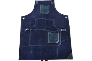 AARON LEATHER GOODS VENDIMIA ESTILO One Size Fits Utility Apron | Adjustable Cross-Back Straps | Multi-Use Shop Apron With Tool Pockets By Aaron Leather Goods