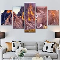 SIGNWIN 5 Panel Canvas Wall Art Modern Art Expressive Landscape Modern Mountain Top Multicolor Photography for Home Decorations Ready to Hang - 60