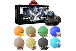Bath Bombs for Men - Gift Set of 8 Scented Organic Handmade Bath Bombs of 2.5 oz with Natural Essential Oils, Unique Strong Manly Scents, for Boyfriend, Husband, Father or Friend, by ZenseMe