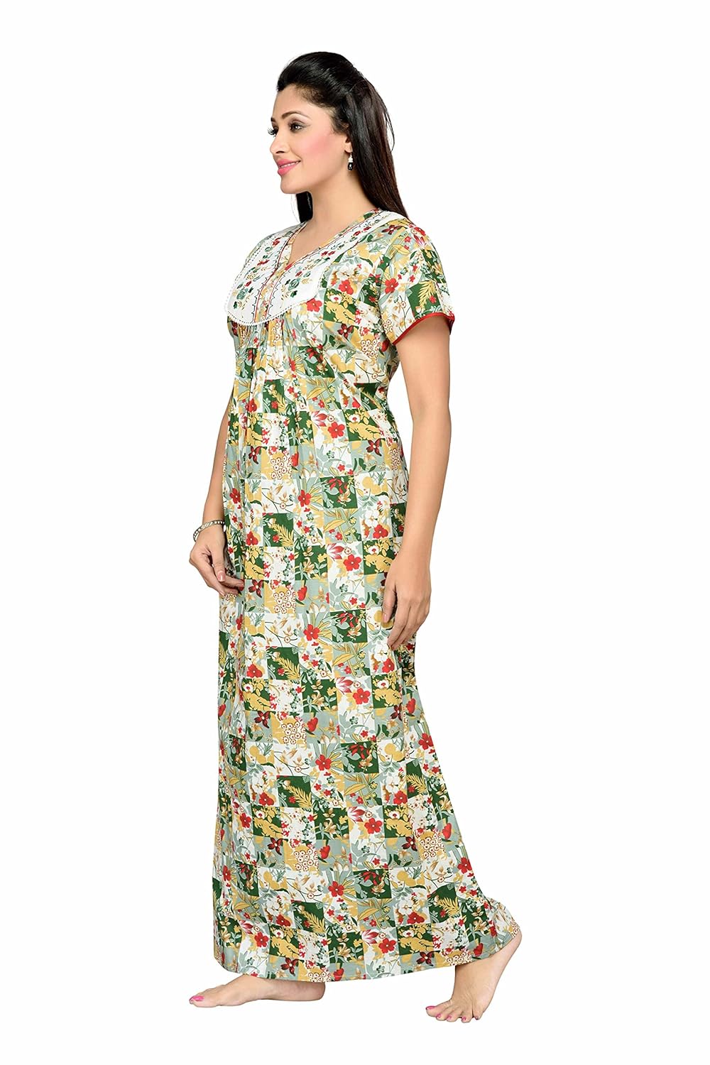 soulemo women's cotton embroidered nighty (375)