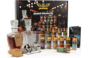 Alcohol Infusion Kit for Infusing Whiskey, Gin, Vodka, Tequila, Rum - DIY Your Own Flavored Spirits with Natural Ingredients 
