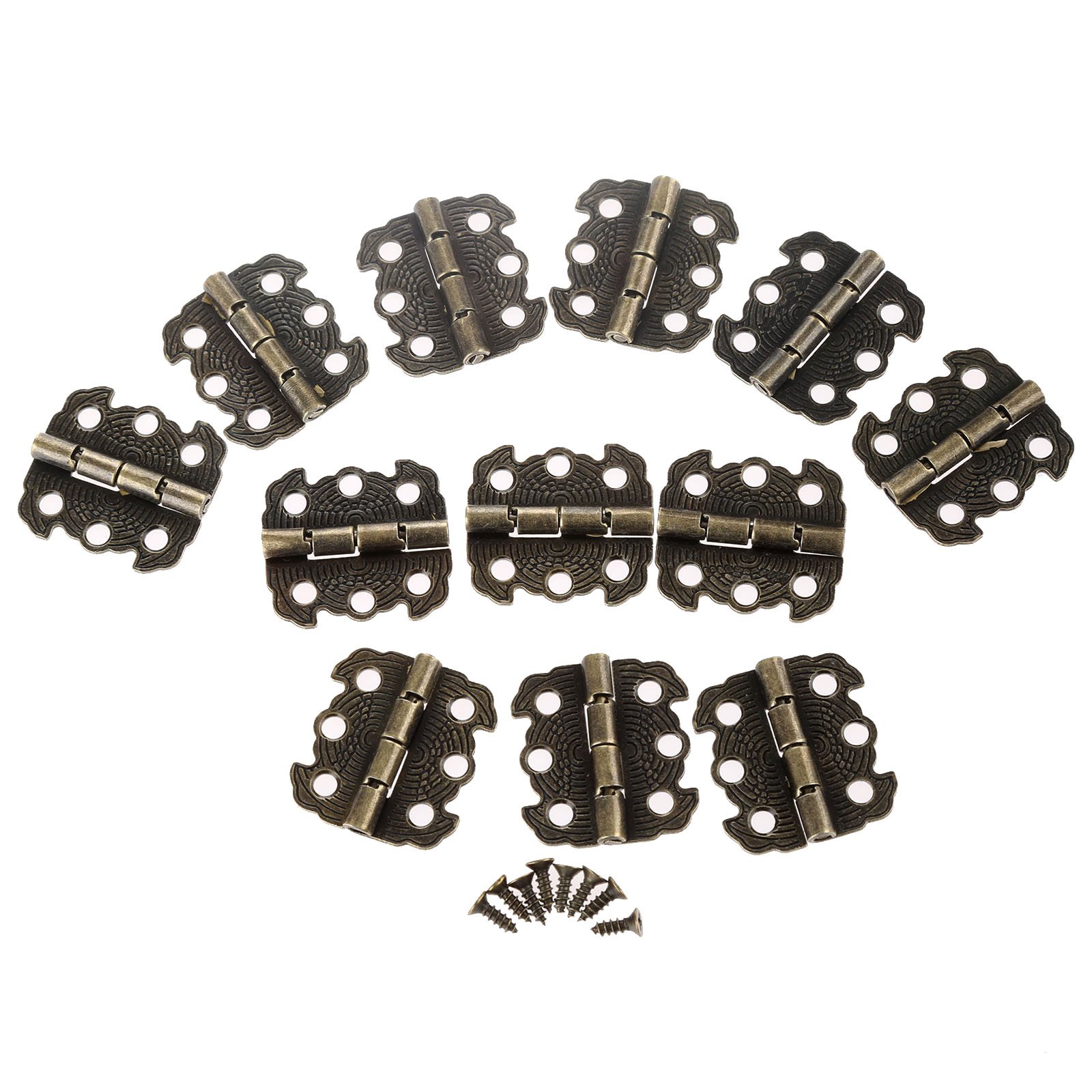 12Pcs Antique Butterfly Shapped Hinges Butt Hinges Connectors with Screws for Cabinet Cupboard Door Decor