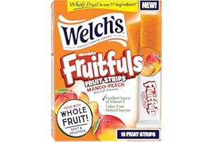 WELCH'S Welch’s Absolute Fruitfuls Fruit Strips, Mango Peach Flavored Fruit Leather, Tasty Dried Fruit Snacks for School Lunches, Mango Peach, 0.5oz (Pack of 10)
