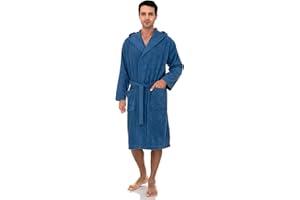 TowelSelections Mens Hooded Robe Cotton Terry Cloth Towel Bathrobe Soft Shower Bath Robes for Men XS to 4X