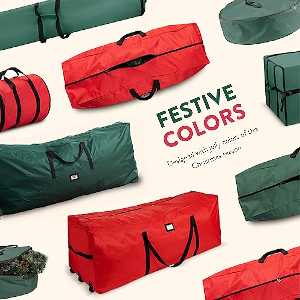 ZOBER 600D OXFORD FABRIC LARGE CHRISTMAS TREE STORAGE BAG – FITS 9 FT ARTIFICIAL TREES – TEAR PROOF WATERPROOF CHRISTMAS TREE BAG FOR STORAGE BOX FOR XMAS – STRONG, DURABLE HANDLES – CARD SLOT – GREEN