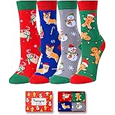 HAPPYPOP Christmas Socks for Kids Teens - Unisex Xmas Gift Ideas, Stocking Sock 4 Pack