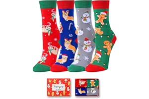 HAPPYPOP Christmas Socks for Kids Teens - Unisex Xmas Gift Ideas, Stocking Sock 4 Pack