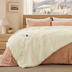 Bedsure Faux Fur Heated Blanket Twin Size, Fast