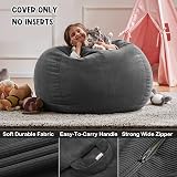 Nobildonna Extra Large Bean Bag Chair Cover for Kids & Adults - Black Gray view 3