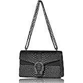 suwluaoyi Women's Crossbody Shoulder Bag Snake Print Satchel Purse Leather Chain Clutch Evening Handbag