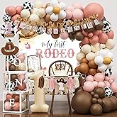 My 1st Rodeo Birthday Decorations Girl, Western Cowgirl First Birthday Party Supplies, Cowgirl Balloon Arch, Backdrop, High Chair Banner, ONE Box, Tablecloth for Girls 1 Year Old Party