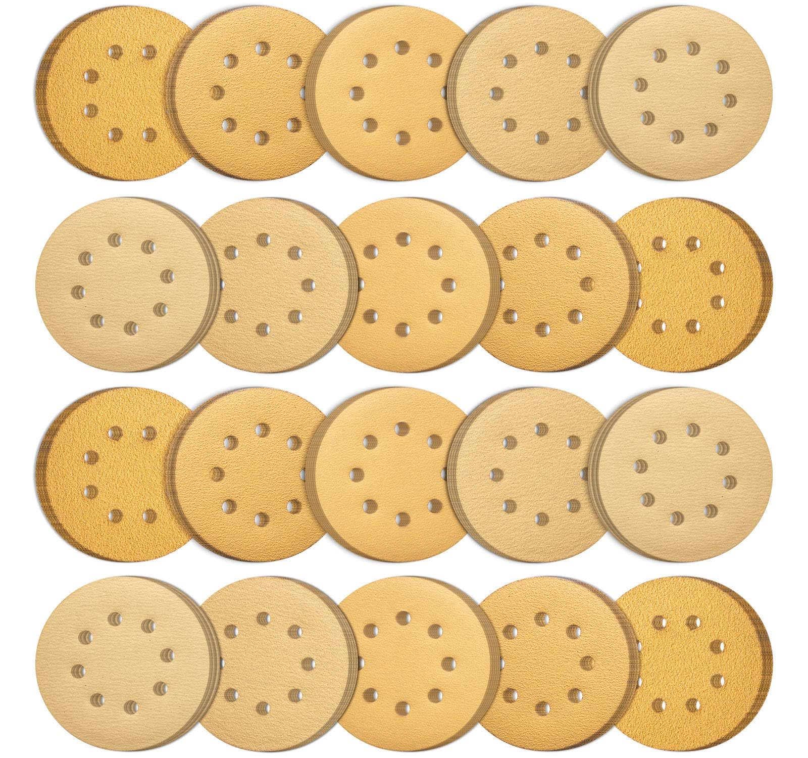 SATC Orbital Sander Discs 100PCS 125mm Sanding Discs Hook and Loop Mixed Grits 60 80 120 150 220