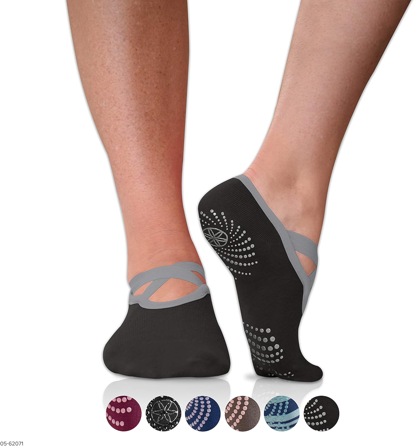 Gaiam Grippy Barre Socks for Extra Grip in Standard or Hot Yoga, Barre, Pilates, Ballet or at Home for Added Balance and Stability, Black/Grey : Clothing