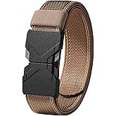 LionVII Elastic Men Belt, Stretch Belts with Quick Release Buckle Fit Through Belt Loops, Adjustable Trim to Fit 28-48" Waist