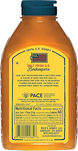 LOCAL HIVE WILDFLOWER RAW & UNFILTERED – 32 OZ | 100% PURE U.S. HONEY | NATURAL SWEETENER SOURCED FROM AMERICAN BEES & BEEKEEPERS | PREMIUM WILDFLOWER BLEND | IDEAL FOR TEA, BAKING & COOKING