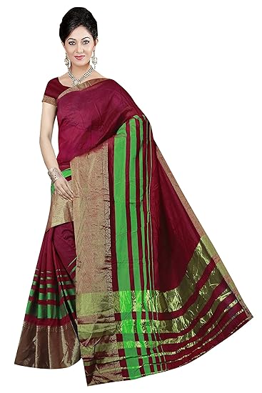 Winza Designer Womens Poly Cotton Silk Saree with Blouse (TD-5003)