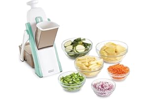 DASH Safe Slice® Mandoline Slicer, Julienne + Dicer for Vegetables, Meal Prep & More with 30+ Presets & Thickness Adjuster - Aqua