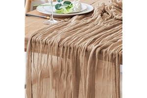 Xiomot Table Runner Cheesecloth 10FT Nude Boho Gauze Cheese Cloth Rustic Sheer Table Runners for Wedding Bridal Baby Shower Party Decoration