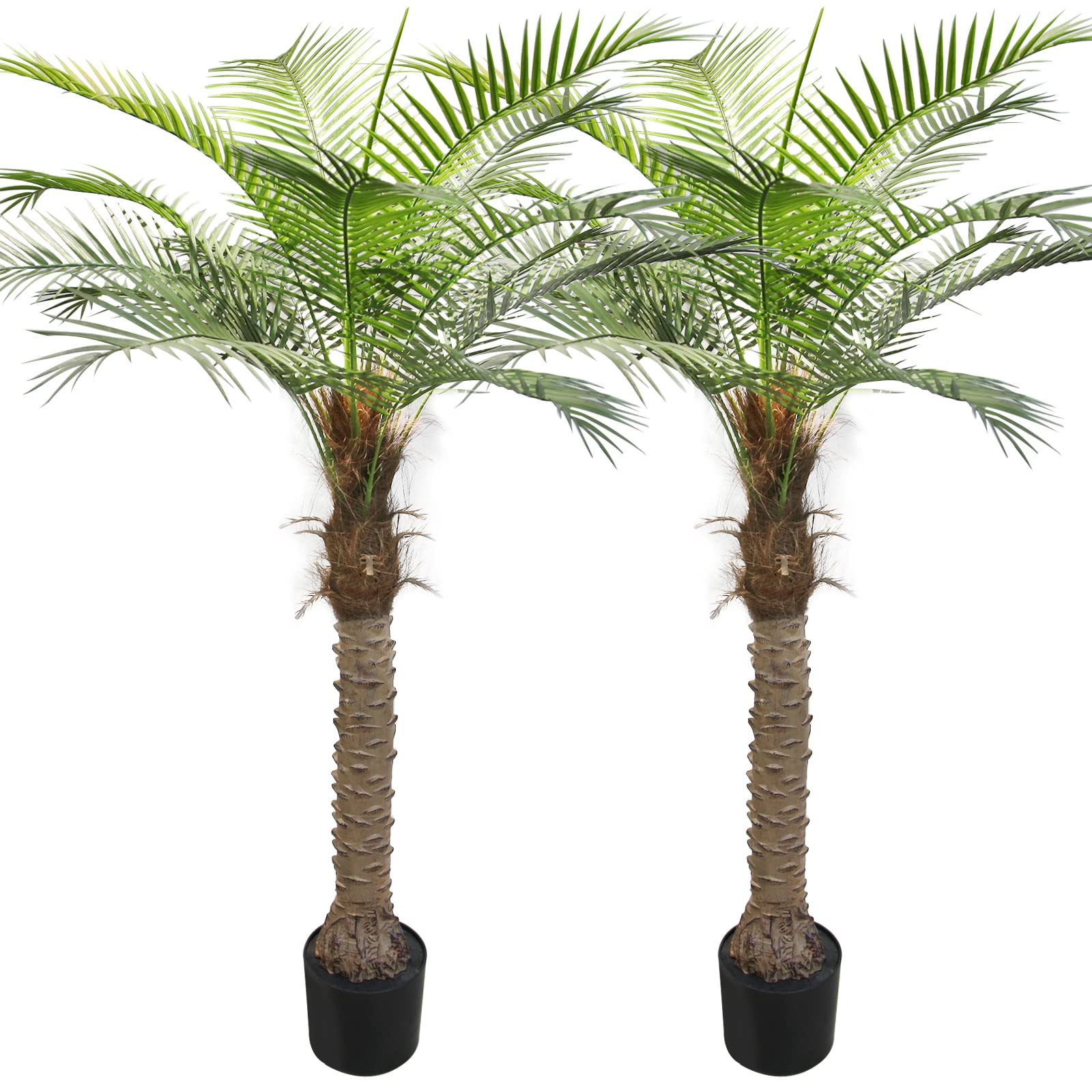 Photo 1 of 2 Pack Artificial Sago Palm Tree 6ft - Realistic Fake Sago Palm Plants for Indoor/Outdoor Decor - Low Maintenance Tropical Faux Trees with Sturdy Base - UV Resistant, Lifelike Design