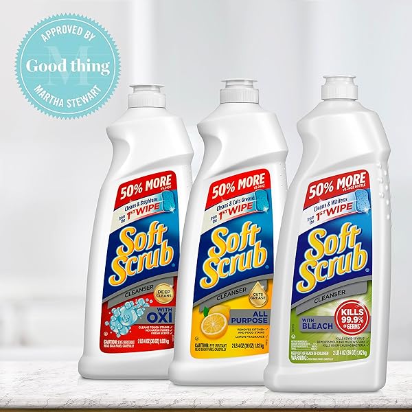 SOFT SCRUB ANTIBACTERIAL MULTI-PURPOSE CLEANSER WITH BLEACH SURFACE CLEANER, 36 FLUID OUNCES