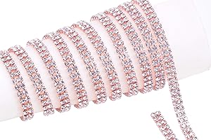 KAOYOO 2 Rows 2 Yards Crystal Rhinestone Close Chain Trim for Sewing Craft,DIY Decoration(4MM)