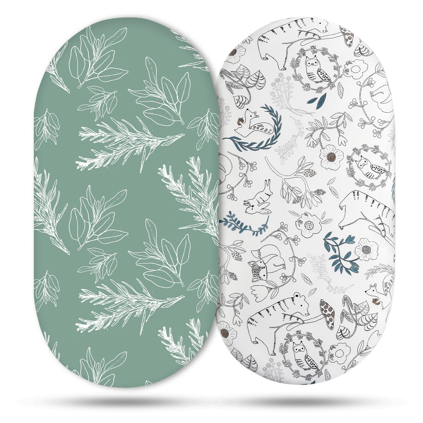 Soarwg Kids Moses Basket Sheets, Cozy and Lightweight Oeko-tex100 Baby BassinetCot Sheets for Boy and Girl, Crib Fitted Fit for Oval, Hourglass & Rectangle Bassinet 2Pack Squirrel — image 1