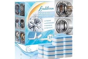 Galitoon Washing Machine Cleaner Descaler 24 Tablets, Natural Formula Washer Machine Cleaner, Deep Cleaning Tablets For All Washers Including HE Front Load and Top Load, 12 Month Supply