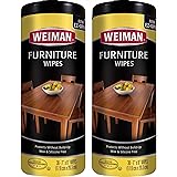 Weiman Wood Cleaner and Polish Wipes - 2 Pack - Non-Toxic for Furniture to Beautify and Protect, No Build-Up, Contains Ultra 