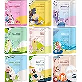 54 Pack Bulk Sheet Face Masks Skincare, Hydrating and Moisturizing Face Mask for All Skin Types, Collagen Facial Masks for Skin Care, Valentines Day Gifts, Mothers Day Gifts for Mom (9 Types x 6 Pcs)
