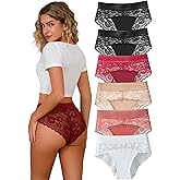 Cinvik Lace Underwear for Women Lace Panties Sexy Underwear Ladies Invisible Cheeky Women's Briefs Pack