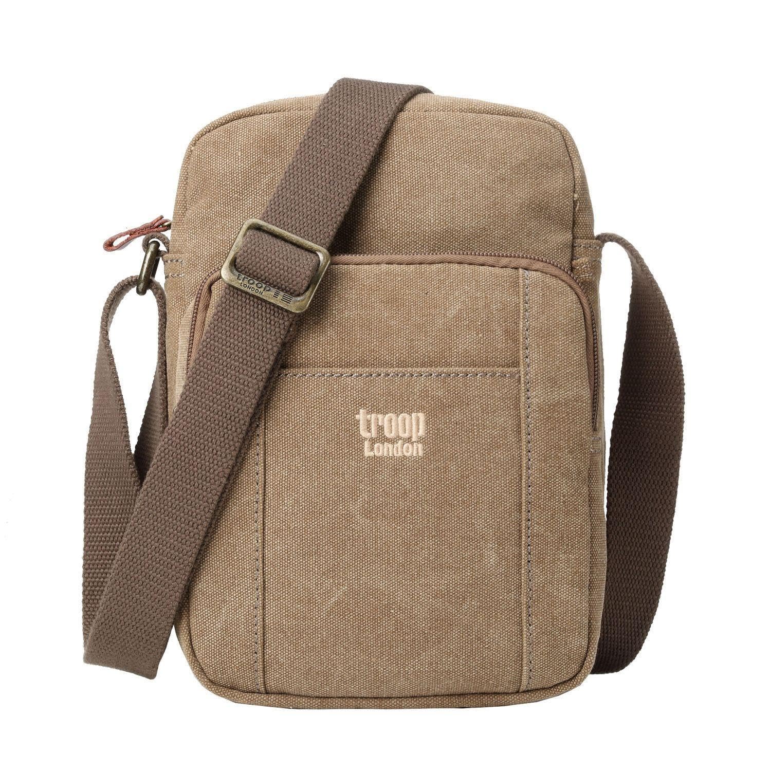Troop London TRP0370 Classic Canvas Across Body Bag Brown