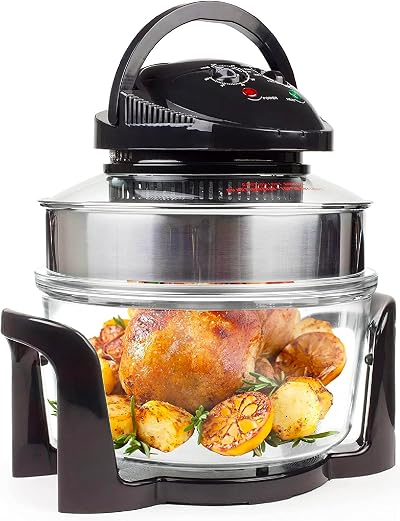 Andrew James Halogen Oven Cooker 12L-17L 1400W Glass Air Fryer Black