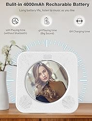 Portable CD Player with Bluetooth: 4000mAh