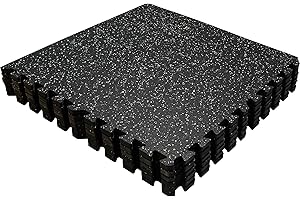 ABBER 0.6" Thick Eva Foam & Rubber Top Exercise Equipment Mat,24 SQ FT Gym Flooring mat for Home Gym Mat, Rubber Exercise Fitness Workout Equipment Floor Padding Interlocking Puzzle Titles Matt…