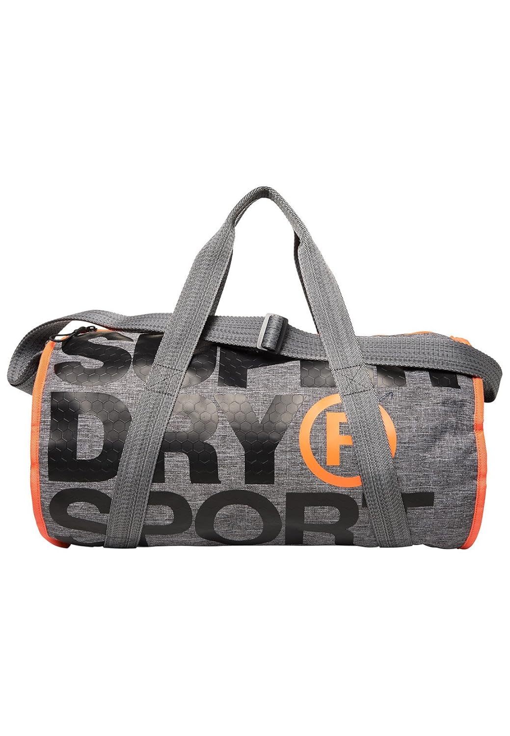 Superdry XL Sports Barrel Bag Grey Marl Duffel Bag, Gym Bag, Travel Bag