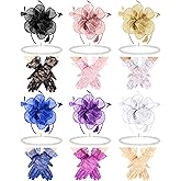 6 Sets Fascinators Hats for Women Tea Party Hat with Veil and Lace Gloves and Bead Necklaces for Vintage Party