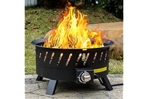 EcoNook 22 inch Portable Propane Fire Pits, Gas Fire Pit Bowl for Outside with Lid & Handle, Smokeless Gas Firebowl,Propane Firepit for Camping, Patio, Yard, Garden