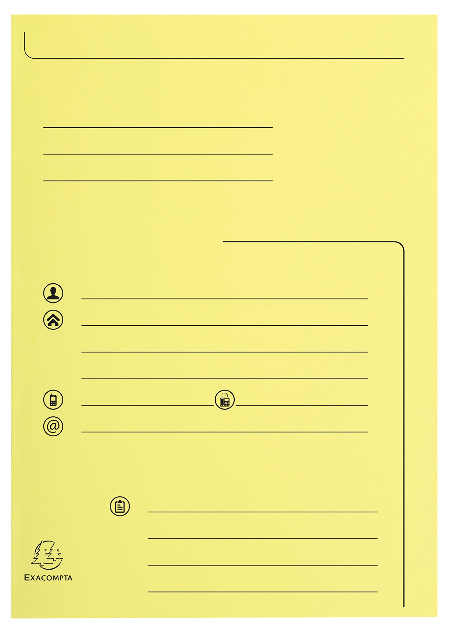 Exacompta - Ref 334005E - Super 210 Printed 2-Flap Folders - 240 x 320mm in Size, Suitable for Holding A4 Documents, 210gsm Card, Pre-Printed - Canary Yellow (Pack of 25)