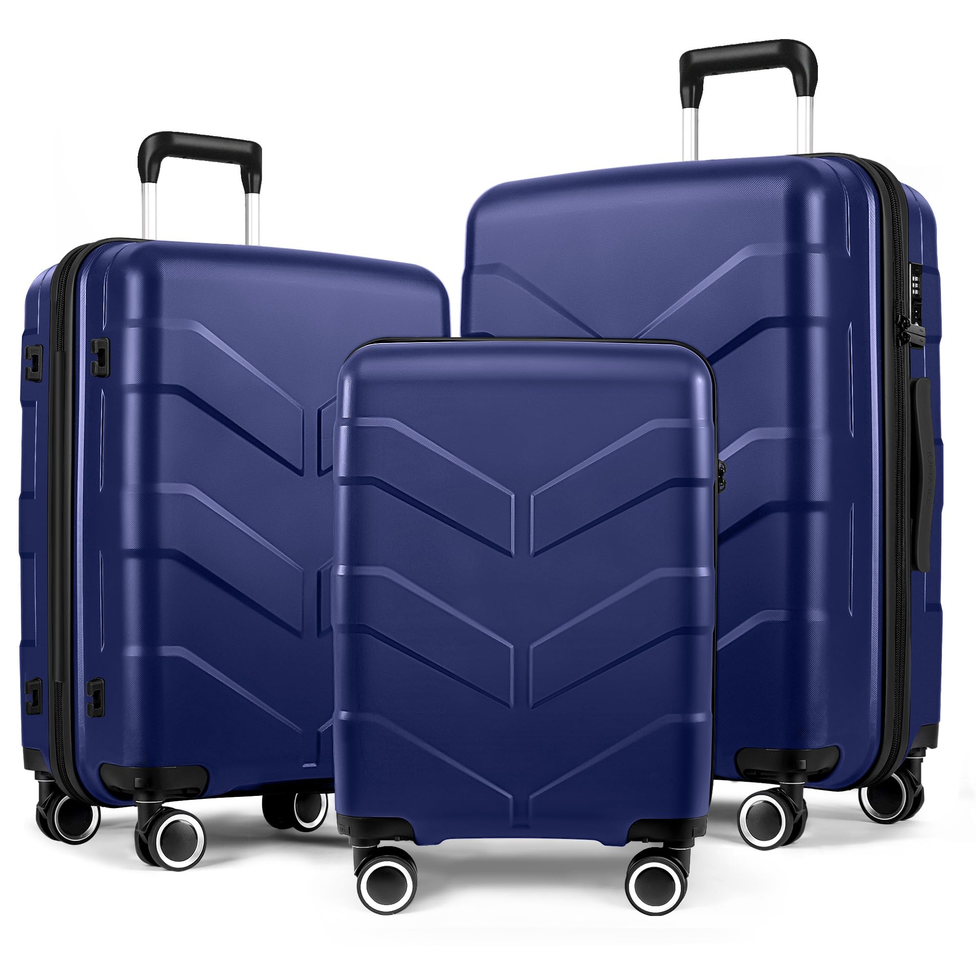 Photo 1 of ***broken****TILYMOL Luggage Sets 3 Piece with Spinner Wheel, Hardside Suitcase Set with TSA Lock, Expandable Lightweight Travel Luggage for Men and Women, Blue