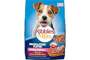 Kibbles 'n Bits Mini Bits Small Breed Dry Dog Food, Savory Bacon & Steak Flavor for Adult Dogs, 3.5 lb. Bag