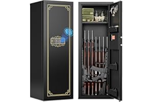 KARINI 10-12 Gun Safe for Rifles and Pistols Biometric Gun Cabinet for Rifles and Shotguns Fingerprint Rifle Safes for Home Clearance Gun Safe Long Gun Locker with Removable Shelf Gun Rack Unassembled