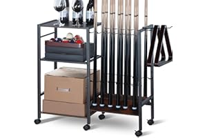 Lnmuzm Pool Cue Holders for Billiard Room, Pool Stick Holder Storage Cart, Floor Stand Pool Cue Rack up to 12 Sticks, Pool Cue Equipment Storage Organizer, Billiard Gifts for Men
