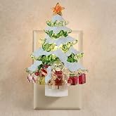 Roman Snowy Christmas Tree with Presents Decorative Night Light, 5.25", Green