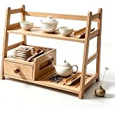 Lnncdsc Matcha Coffee Tea Station with Drawer &amp; Tea bag holder | countertop organizer, 3 Tier, multi-scene use, easy to clean, all-in-one storage solution