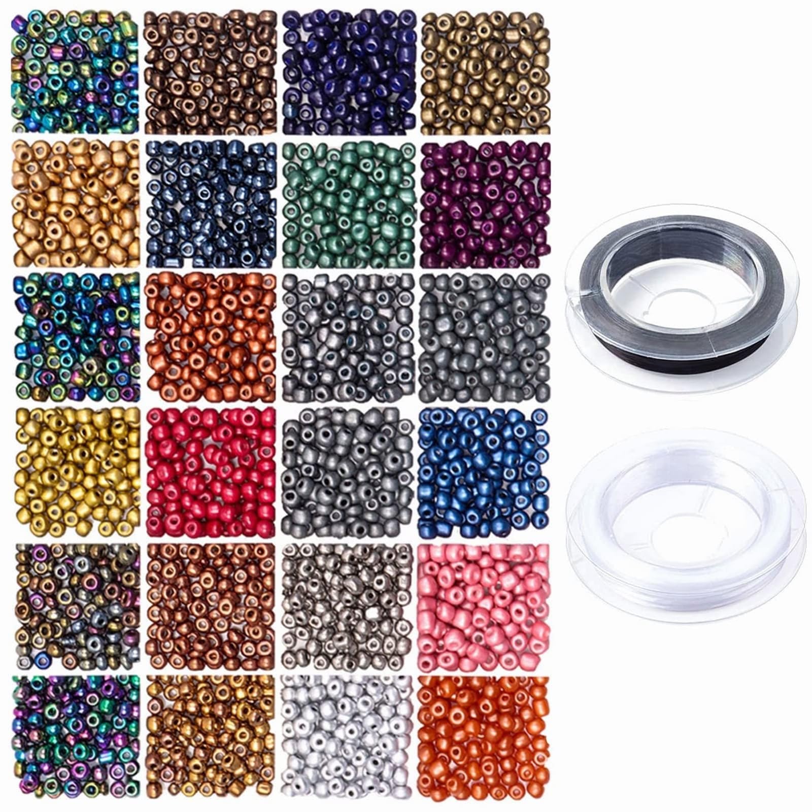 Prettme 4800pcs 3mm Glass Seed Beads for Jewellery Making, 8/0 Multicolour Small Pony Beads Bracelet Making Kit for Embroidery Necklaces Bracelets Earrings and Crafting